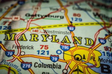 Maryland on the map clipart
