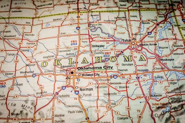 Oklahoma Mapa Dos Eua Fundo Viagem — Fotografia de Stock