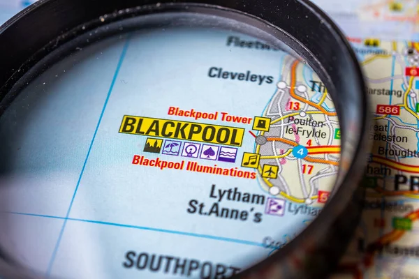 Blackpool Mapě Evropy — Stock fotografie