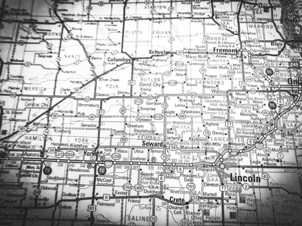 Lincoln Estados Unidos Mapa — Foto de Stock