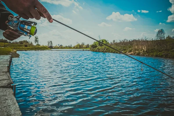 Pesca Descanso Rural Contexto Sobre Tema Recreación —  Fotos de Stock