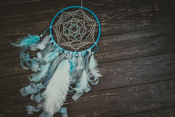 Dream Catcher Wooden Background — Stock Photo, Image