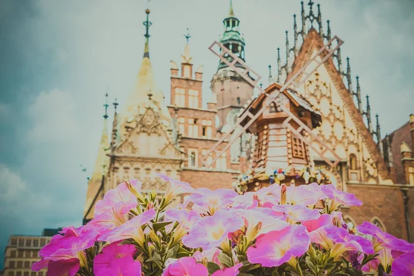 Piękny Rynek Wrocławiu Piękne Stare Domy — Zdjęcie stockowe