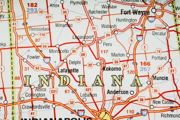Мапа Індіана Сша — стокове фото