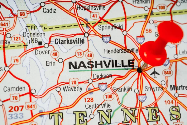 Nashville Tle Mapy Usa — Zdjęcie stockowe