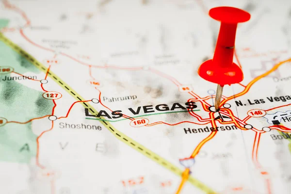 Las Vegas Sullo Sfondo Della Mappa Degli Stati Uniti — Foto Stock