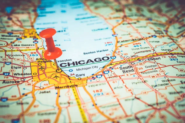 Chicago Térképén — Stock Fotó