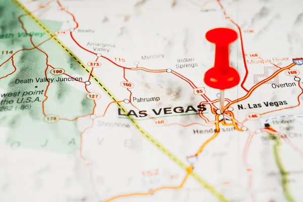 Las Vegas Sullo Sfondo Della Mappa Degli Stati Uniti — Foto Stock