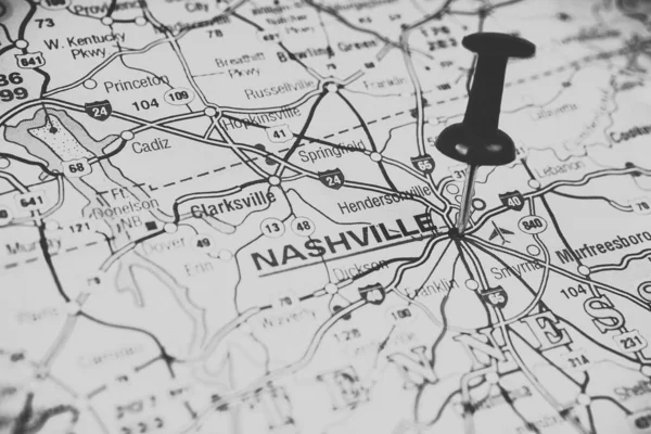 Nashville Sullo Sfondo Della Mappa Degli Stati Uniti — Foto Stock