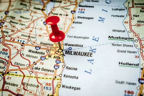 Milwaukee Mapě — Stock fotografie