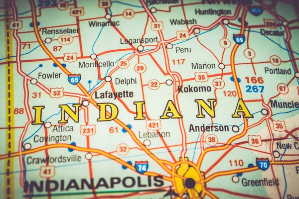 Indiana Usa Mapa Pozadí — Stock fotografie