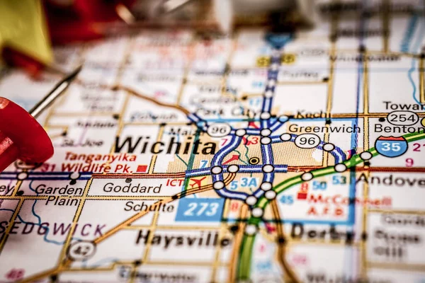 Wichita Usa Map Travel Background — стокове фото