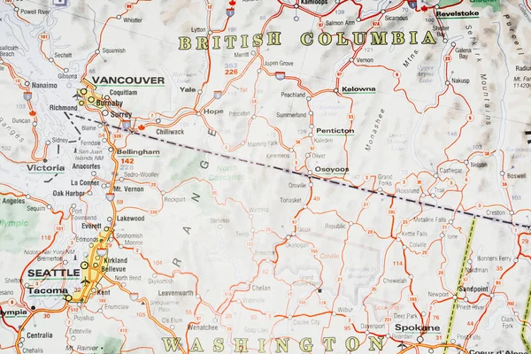 Brittiska Columbia Staten Kartan — Stockfoto