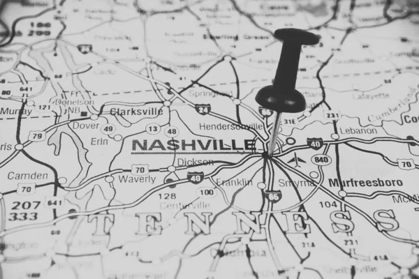 Nashville Sullo Sfondo Della Mappa Degli Stati Uniti — Foto Stock