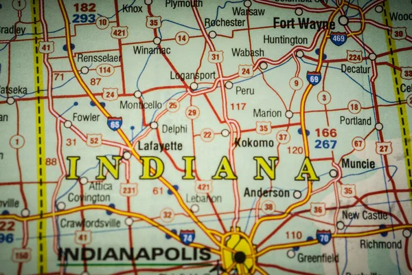 Indiana Usa Mapa Pozadí — Stock fotografie