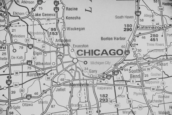 Chicago Harita Üzerinde — Stok fotoğraf