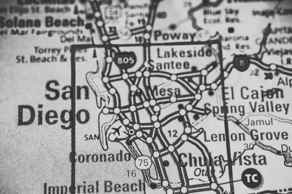 San Diego Usa Karta Resa Bakgrund — Stockfoto