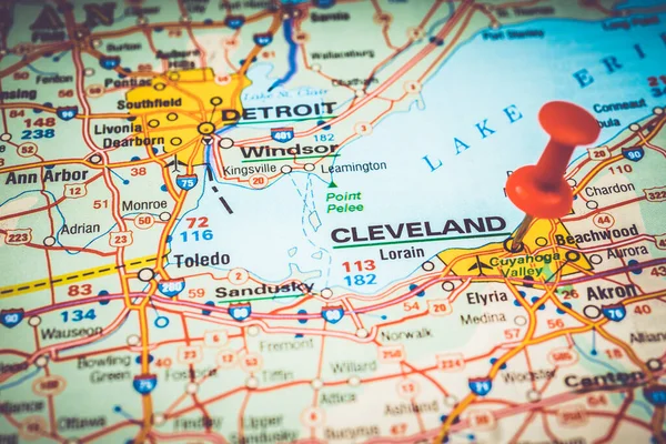 Cleveland Stany Zjednoczone Mapa Tła — Zdjęcie stockowe