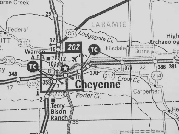 Cheyenne Sur Carte Usa — Photo