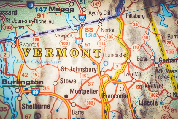 Vermont Sur Carte Usa — Photo