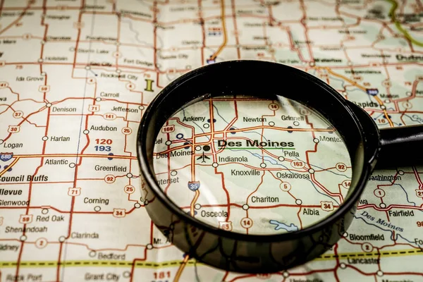 Des Moines Mapa —  Fotos de Stock