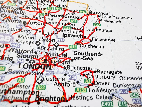 London Auf Einer Europäischen Straßenkarte — Stockfoto