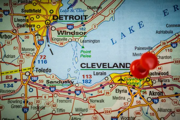 Cleveland Stany Zjednoczone Mapa Tła — Zdjęcie stockowe