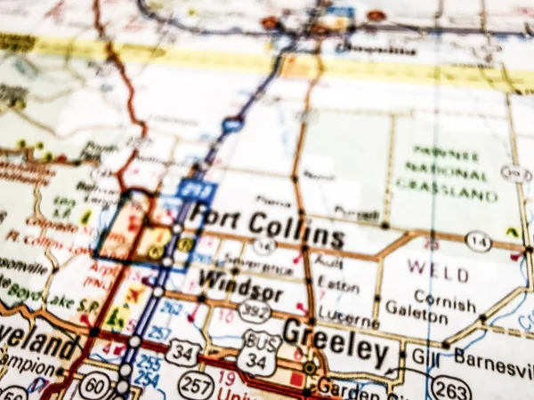 Fort Collins Usa Mapa Fondo — Foto de Stock