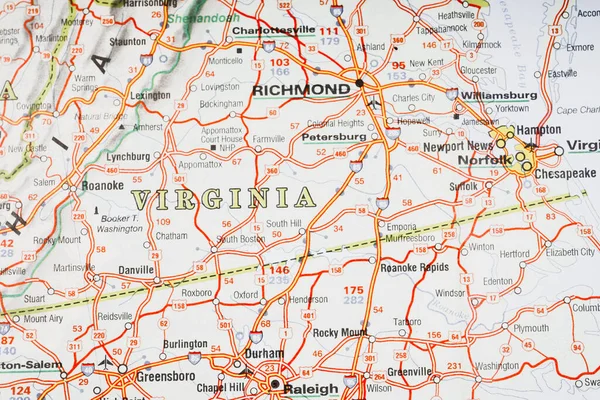 Virginia Usa Térképen Utazási Háttér — Stock Fotó