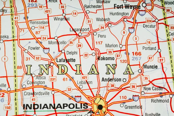 Indiana Usa Mapa Pozadí — Stock fotografie