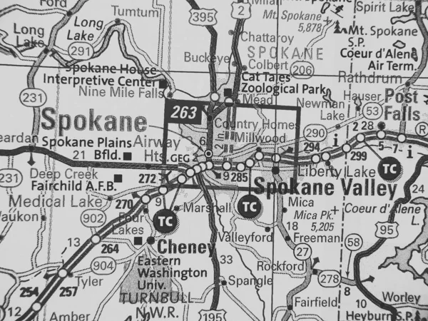 Spokane Mapie Usa — Zdjęcie stockowe