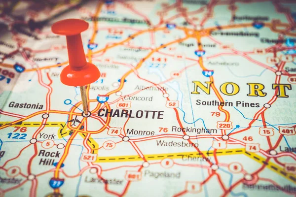 Charlotte Stati Uniti America Mappa — Foto Stock