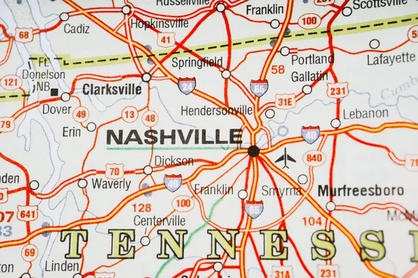 Nashville Mapa Fondo — Foto de Stock