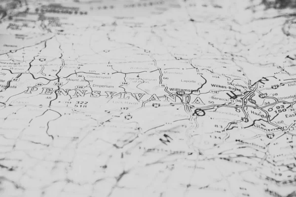 美国地图上的宾夕法尼亚州 — 图库照片