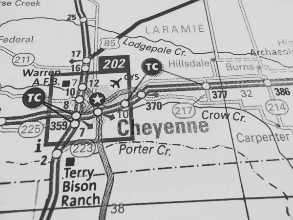 Cheyenne Sur Carte Usa — Photo