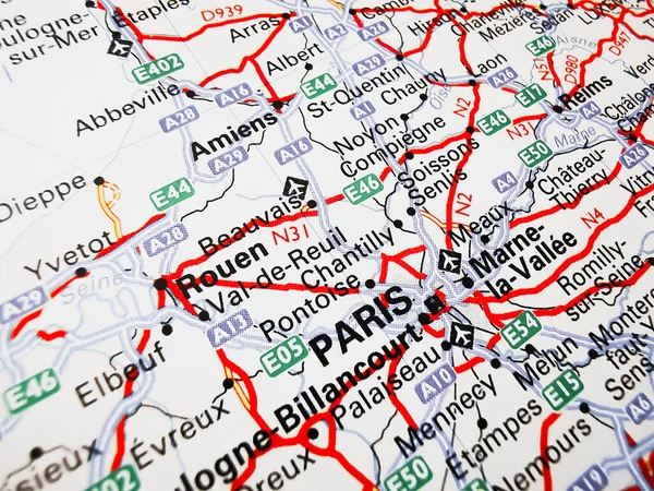Париж Дорожній Карті Європи — стокове фото