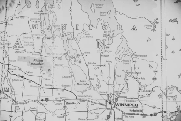 Stato Del Manitoba Sulla Mappa — Foto Stock