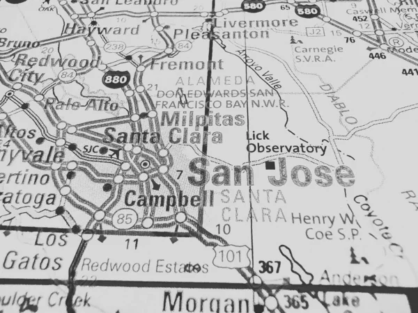 San Jose Mapa Dos Eua — Fotografia de Stock