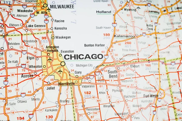Chicago Harita Üzerinde — Stok fotoğraf