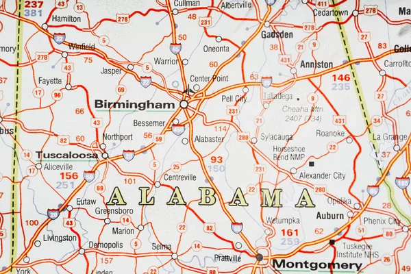 Alabama Állam Térképen — Stock Fotó
