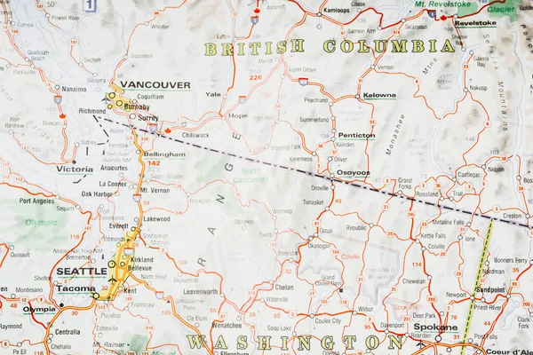 地图上的不列颠哥伦比亚省 — 图库照片