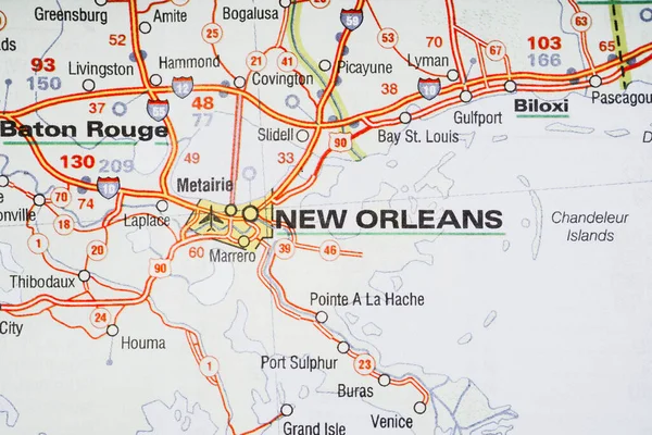 New Orleans Amerikai Egyesült Államok Térkép Háttér — Stock Fotó