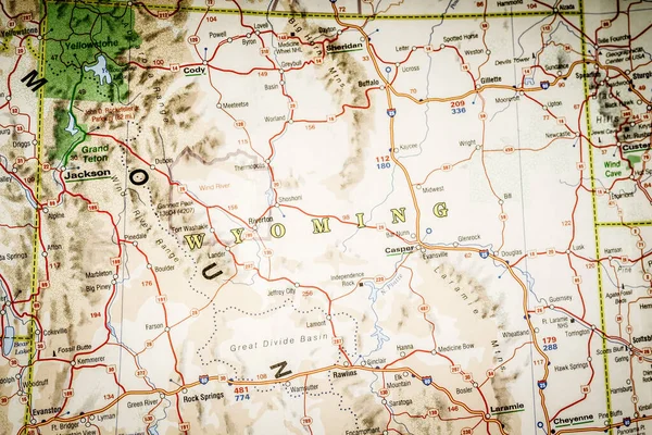 Wyoming Estado Mapa — Foto de Stock