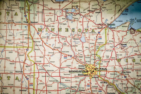 Stato Minesota Sulla Mappa — Foto Stock