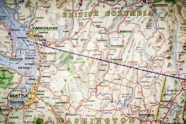Brittiska Columbia Staten Kartan — Stockfoto