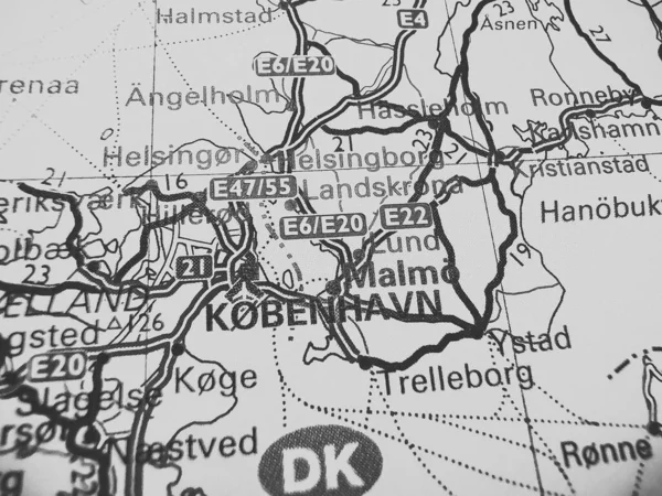 Kobenhavn Sur Une Feuille Route Europe — Photo