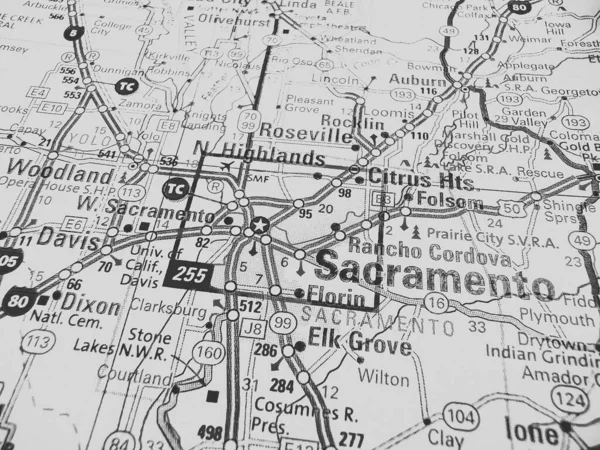 Sacramento Mapa Dos Eua — Fotografia de Stock