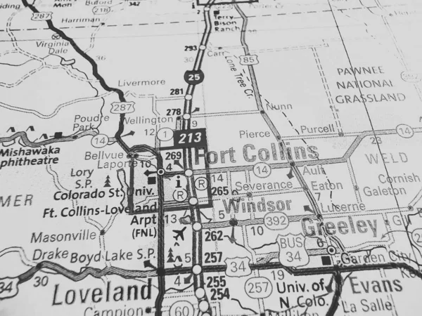 Fort Collins Usa Mapa Fondo —  Fotos de Stock