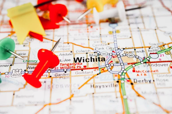 Wichita Usa Mapa Fondo Viaje —  Fotos de Stock