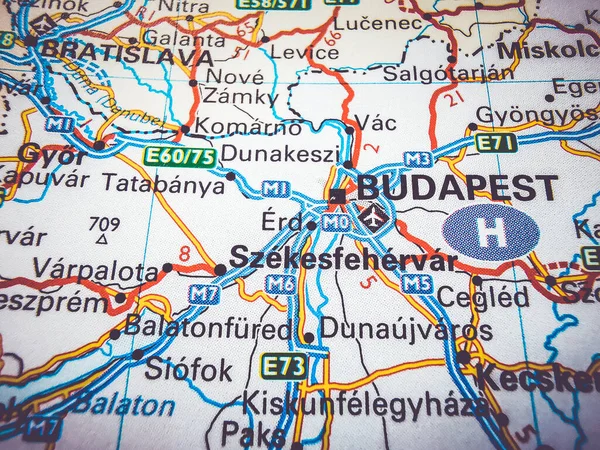 Budapeste Sobre Mapa Europa — Fotografia de Stock